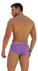 Icker Sea logo trim low boxer brief underwear in purple with subtle white pattern on waistband and leg openings