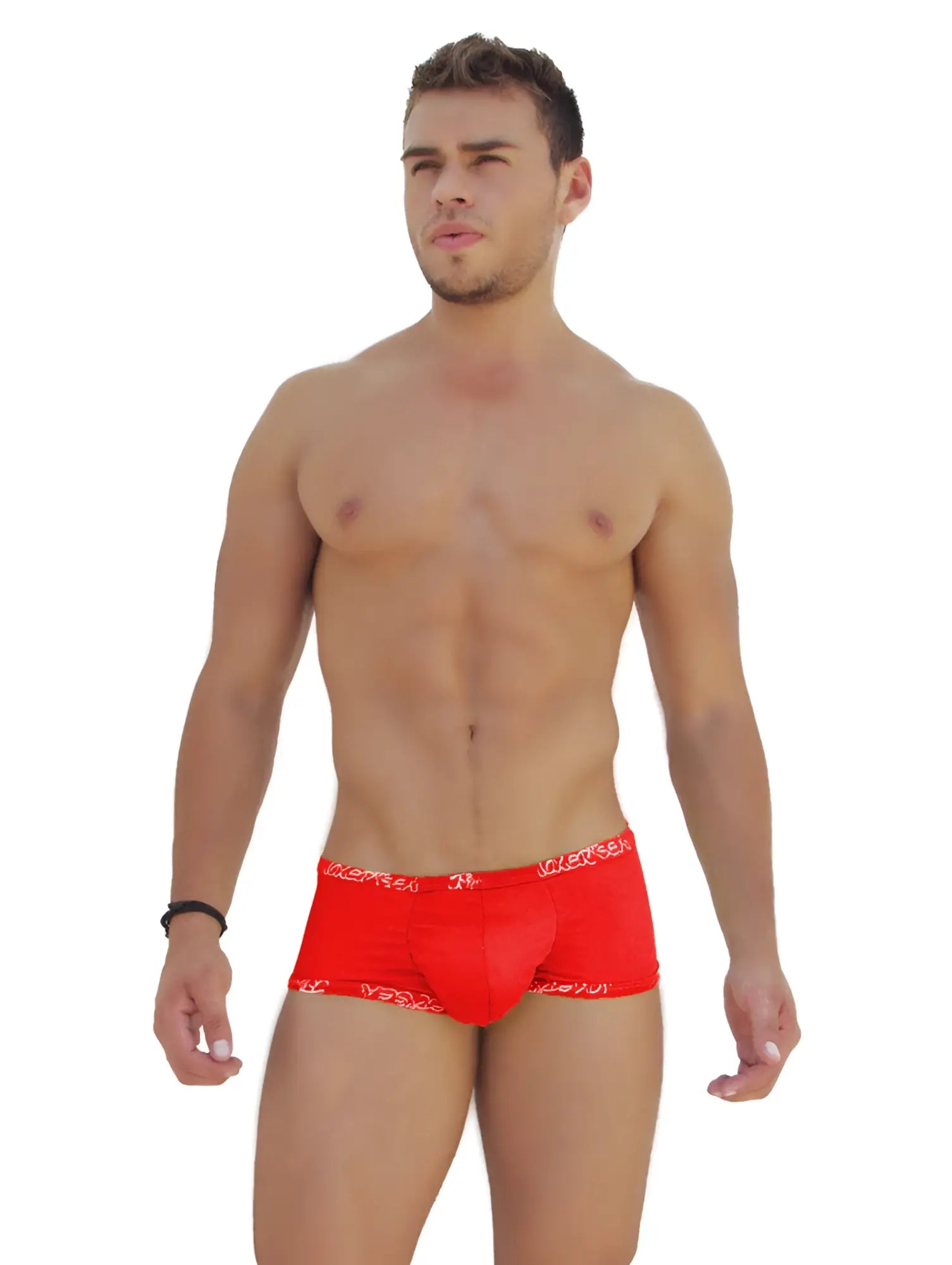 Red icker sea low boxer brief underwear with white logo trim designed for comfortable everyday wear