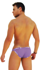 Purple icker sea logo trim microslip bikini underwear with white lettering on waistband for men