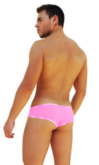 Icker Sea logo trim mini bikini underwear in bright pink with white patterned trim for comfortable everyday wear