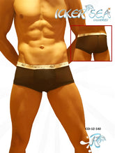 Icker Sea mesh black boxer briefs with white elastic waistband featuring Icker Sea brand logo for comfortable wear