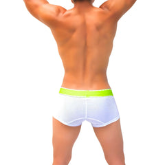 White mesh boxer briefs with bright lime green waistband from icker sea contrast collection underwear green COI-22-04