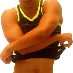 Icker Sea Transparent Lines Stripes Tank Top & Boxer Brief Pyjama Set Black PJ-19-01