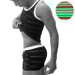 Icker Sea Transparent Lines Stripes Tank Top & Boxer Brief Pyjama Set Green PJ-19-01