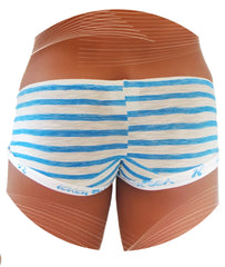 Icker Sea sailor stripe mini low boxer brief underwear in blue and white stripes with a branded waistband