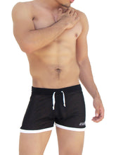 Icker Sea Clarity Mesh Side Slit Contrast Trim Shorts Black SHR-14-CLB-01