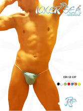 Light blue icker sea solid micro g string underwear with thin matching elastic waistband front view