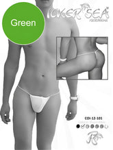 Icker sea solid micro g string underwear green coi-12-146 with a minimalist design and thin straps shown from back
