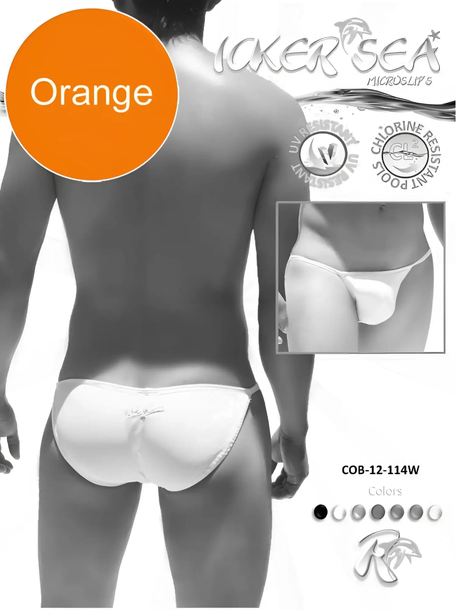 Back view of icker sea solid micro slip bikini swimwear in white with a small bow detail and orange color option