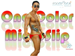 Red icker sea solid micro slip bikini swimwear made of micro fabric featuring a red one-color design