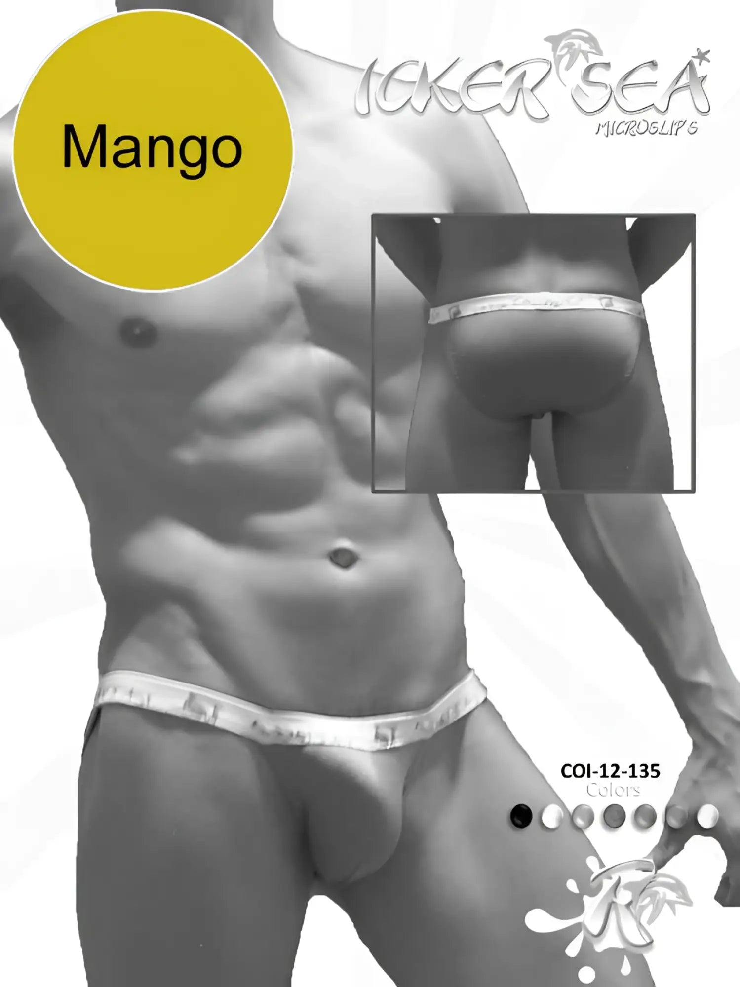 Mango-colored icker sea solid micro slip bikini underwear with white trim in a close-up view