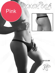 Icker Sea solid mini thong underwear in pink showing the back side made from soft stretch fabric for men