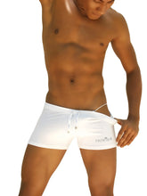Icker Sea sports side slit runner white athletic shorts with drawstring waistband and subtle side branding