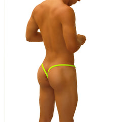 Bright neon green icker sea superhero stripe cut out y back g string thong underwear with sleek design back side