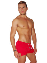 Icker Sea tennis side slit shorts red with white drawstrings designed for athletic performance and comfort