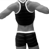 Icker Sea transparent lines stripes black ribbed tank top with white trim and matching boxer brief pyjama set