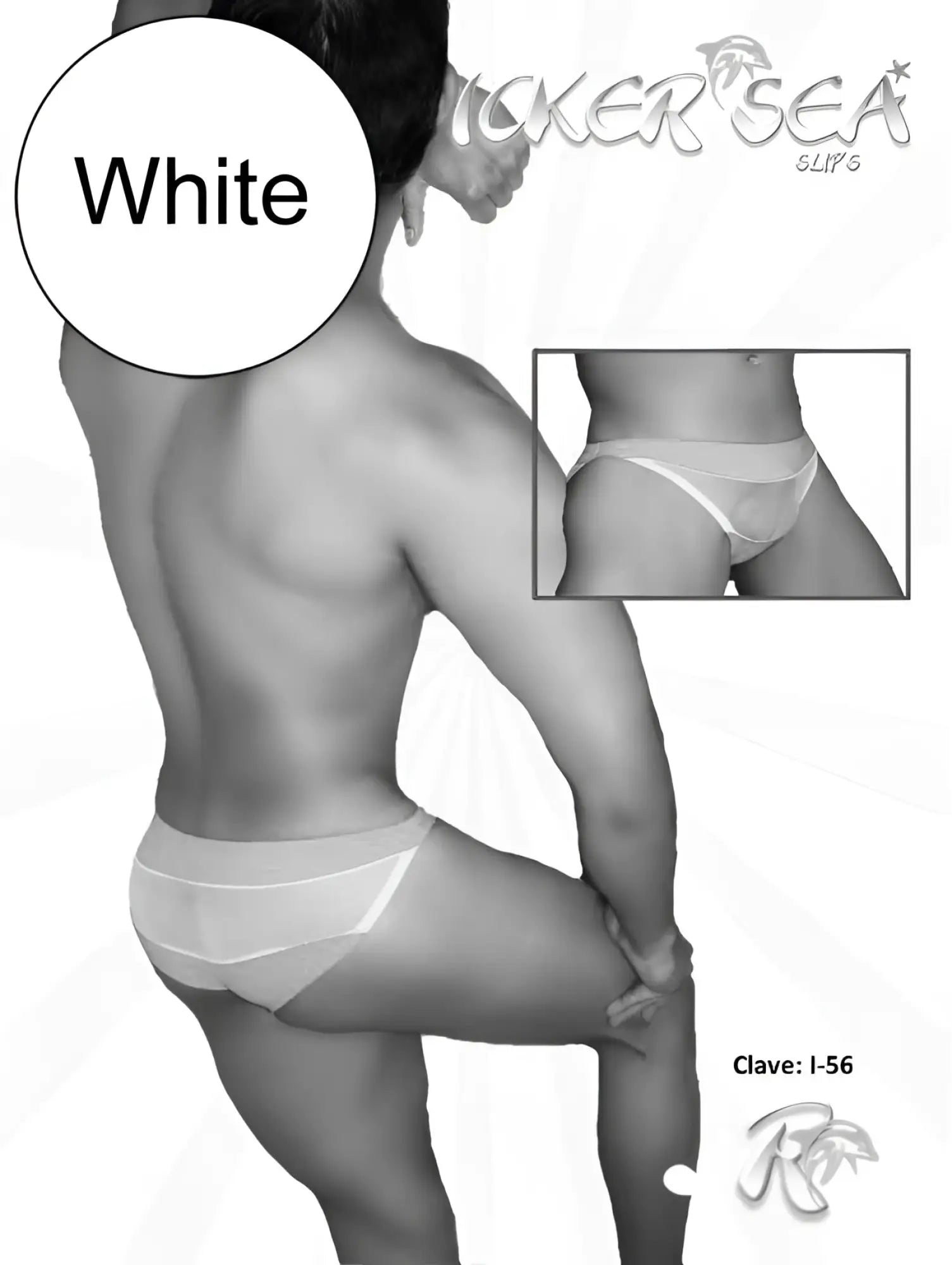White lace-trimmed bikini briefs from kicker sea with transparent panels in white COI-12-I156 design