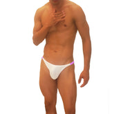 Icker Sea trapezoid thong underwear in white with pink trim featuring a minimalistic design and comfortable fit