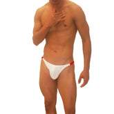Icker Sea trapezoid thong underwear in white with red trim, featuring a comfortable and stylish design