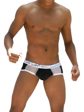 Black and white icker sea weekly contrast panel brief underwear with breathable mesh design