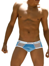 Icker Sea weekly contrast panel brief underwear in light blue and white with mesh panel design
