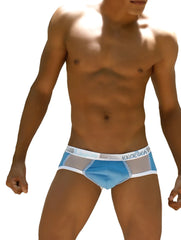 Icker Sea weekly contrast panel brief underwear in light blue and white with mesh panel design