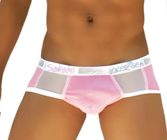 Pink and gray mesh briefs with white sebado elastic waistband icker sea weekly contrast panel underwear wk-13-06