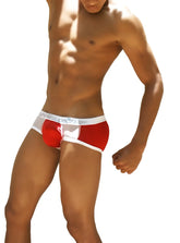 Men’s red and white Icker Sea weekly contrast panel brief underwear with sleek modern design and comfortable fit