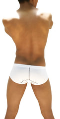 White icker sea weekly contrast panel brief underwear back view with subtle seam detail and black panels