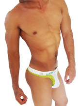 White and lime green nipples brand thong with contoured design in duotone mesh green underwear wk-14-th-03