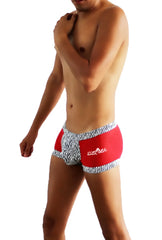 Red and black zebra print mesh men’s briefs with ice sea logo on the side icker sea zebra mesh boxer brief underwear