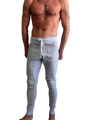 **Édition Hiver** Pantalon de jogging et de yoga long en polaire de luxe à revers (Gris chiné clair)