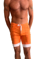 Short de yoga à revers (orange et blanc)