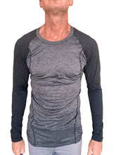 T-shirt raglan à col rond de créateur - Manches longues (Gris anthracite avec manches noires)