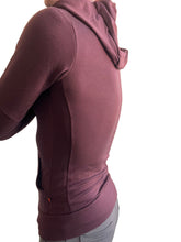 **Collection Hiver** Sweat à capuche croisé en polaire de luxe mi-lourde, coupe ajustée, idéal pour le yoga (Bordeaux)