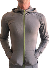 PERFORMANCE-Premium Form-Fit Crossover Yoga Track Hoodie (Dunkelgrau meliert)