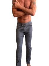 Gray slim-fit performance tactical urban dress pant with button closure front pockets in dark grey heather