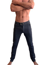 Dark blue denim slim-fit pants with buttoned fly from performance premium tactical urban dress pant collection
