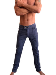 Performance premium tactical urban dress pant navy blue heather slim-fit with modern tailored design and subtle texture
