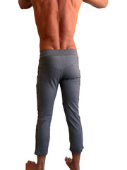 PERFORMANCE Premium Herren 4/5 Capri-Yogahose mit Reißverschlusstasche (Dunkelgrau meliert)
