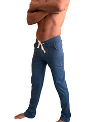Performance premium coral blue heather track and lounge sweat pant with drawstring waist and side pockets