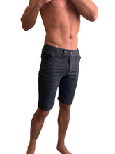 Performance premium urban tactical dress shorts in charcoal heather made of dark gray durable fabric with tailored fit and stitching details