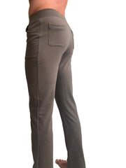 Olive green tactical urban at home dress pant yoga pant with ribbed waistband and two side pockets in stretch fabric