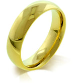 A sleek polished gold-colored 5mm ipg stainless steel wedding band ring by j goodin size 10