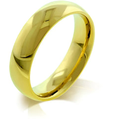 A sleek polished gold-colored 5mm ipg stainless steel wedding band ring by j goodin size 10