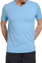 Light blue jag essential v neck short sleeved cotton t shirt in size xl for casual wear