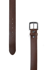 Jag simon belt chocolate jamw17002 size l brown textured leather belt with matte black metal buckle