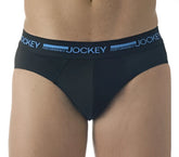 Black jockey performance active cool briefs with blue logo band designed for breathable comfort size 85+