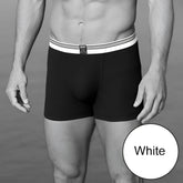 Black jockey rib trunk underwear size 2xl with white elastic waistband featuring three thin stripes and small black label