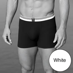 Black jockey rib trunk underwear size 2xl with white elastic waistband featuring three thin stripes and small black label